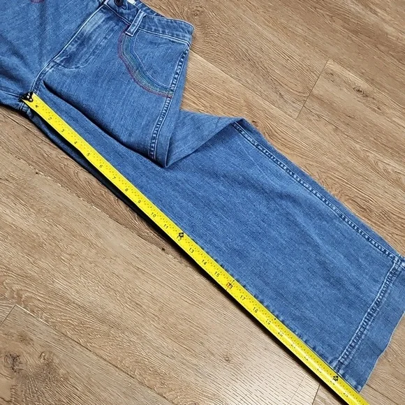 Madewell Emmett Rainbow Stitched Edition Medium Wash Wide Leg Crop Jean - Picture 15 of 16